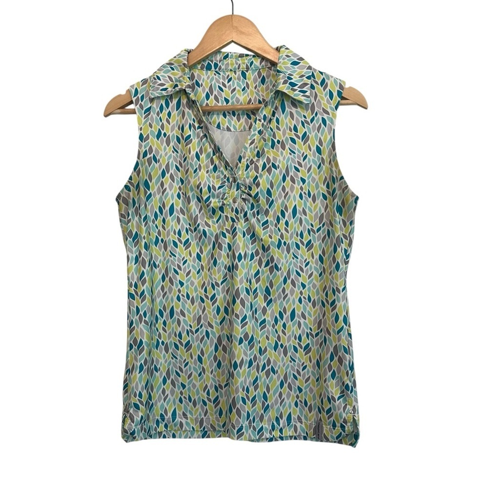 Maggie Lane Women's Medium Green Sleeveless Stretch Golf Athletic Sport Polo Top